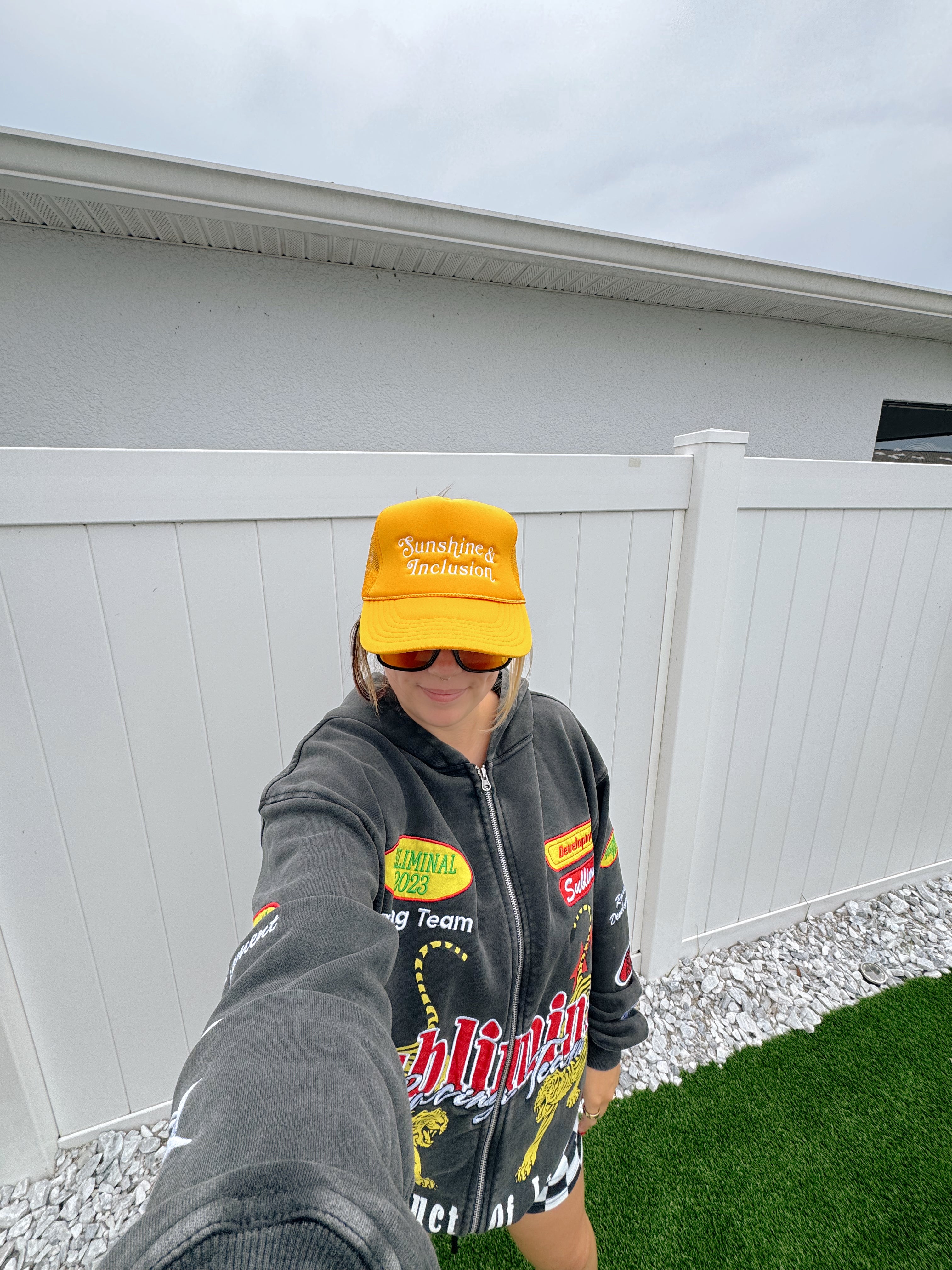 Sunshine & Inclusion Embroidered Trucker