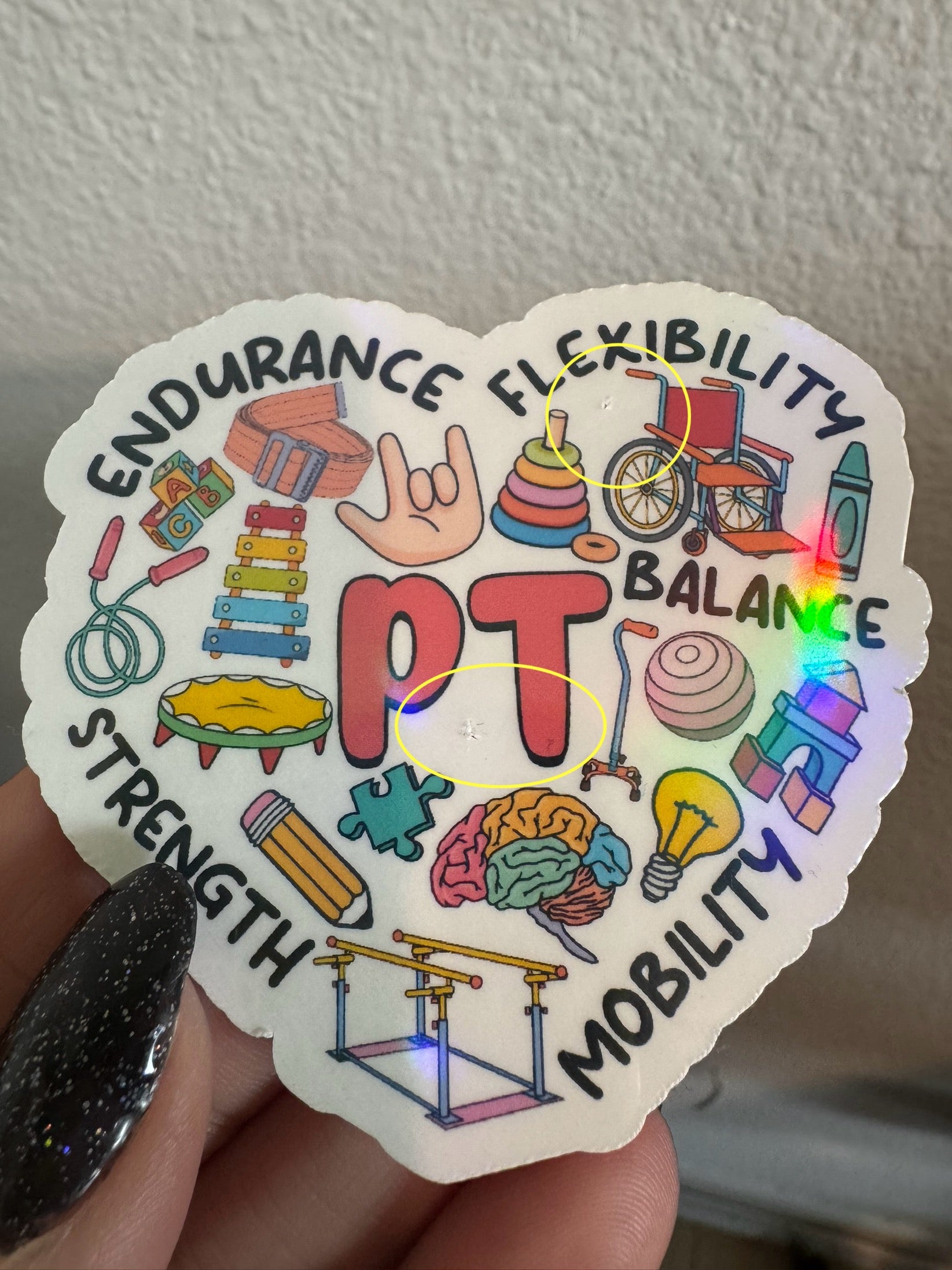 Imperfect "PT Heart Holographic Sticker"