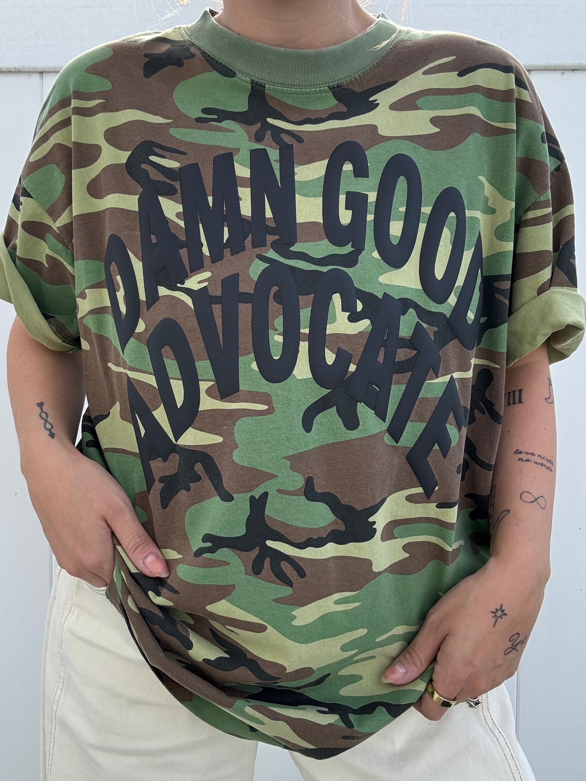 Camo "Damn Good Advocate" Puff T-Shirt