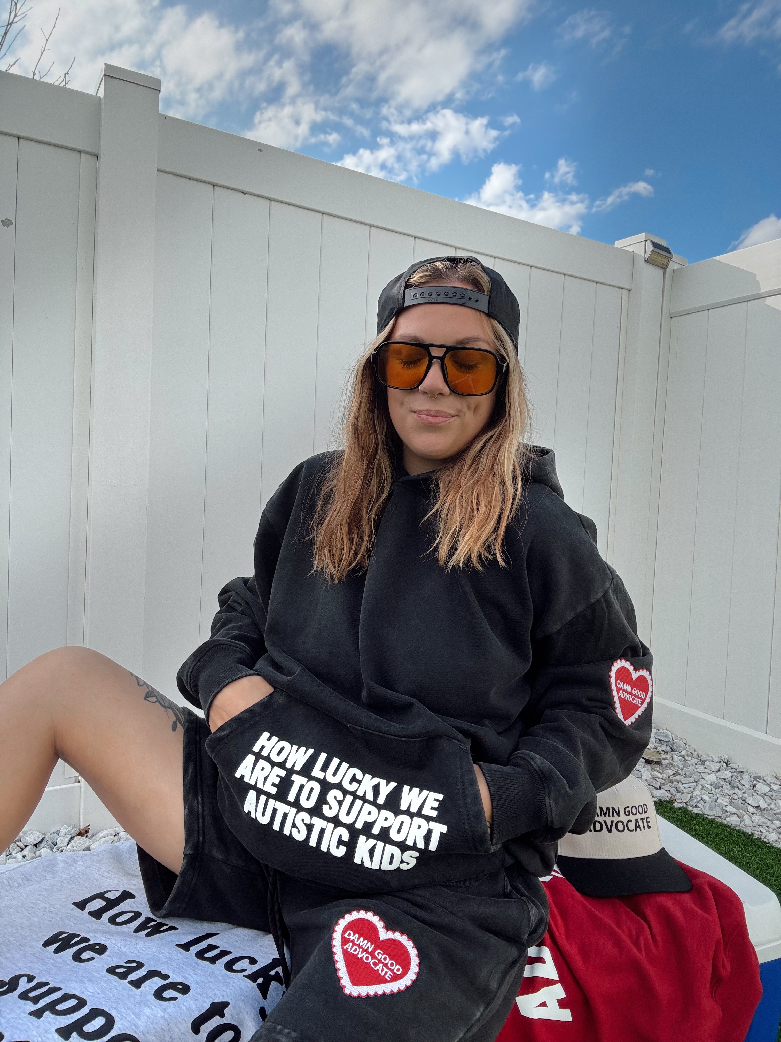 Vintage Black "How Lucky We Are" Hoodie