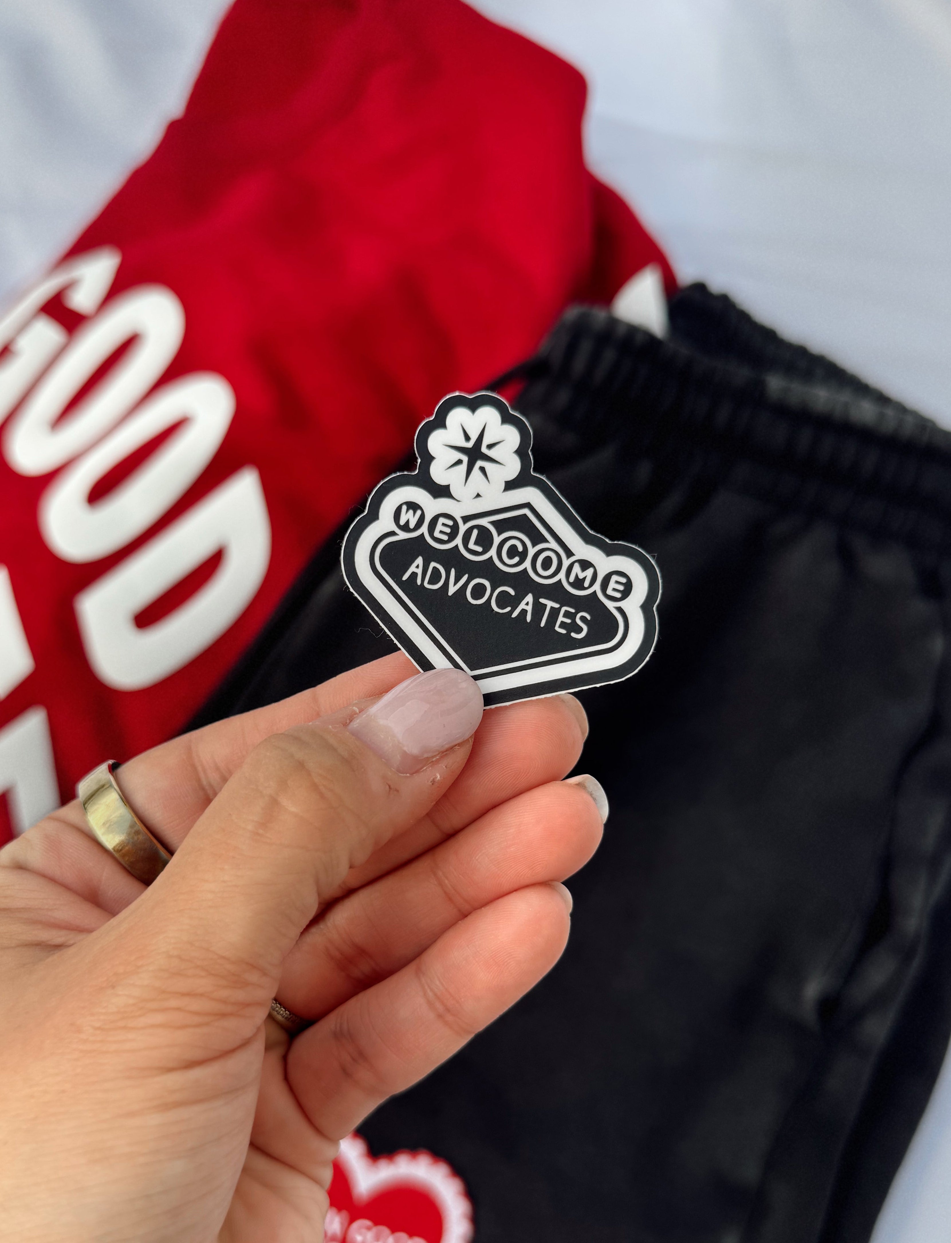 "Welcome Advocates" Matte Sticker