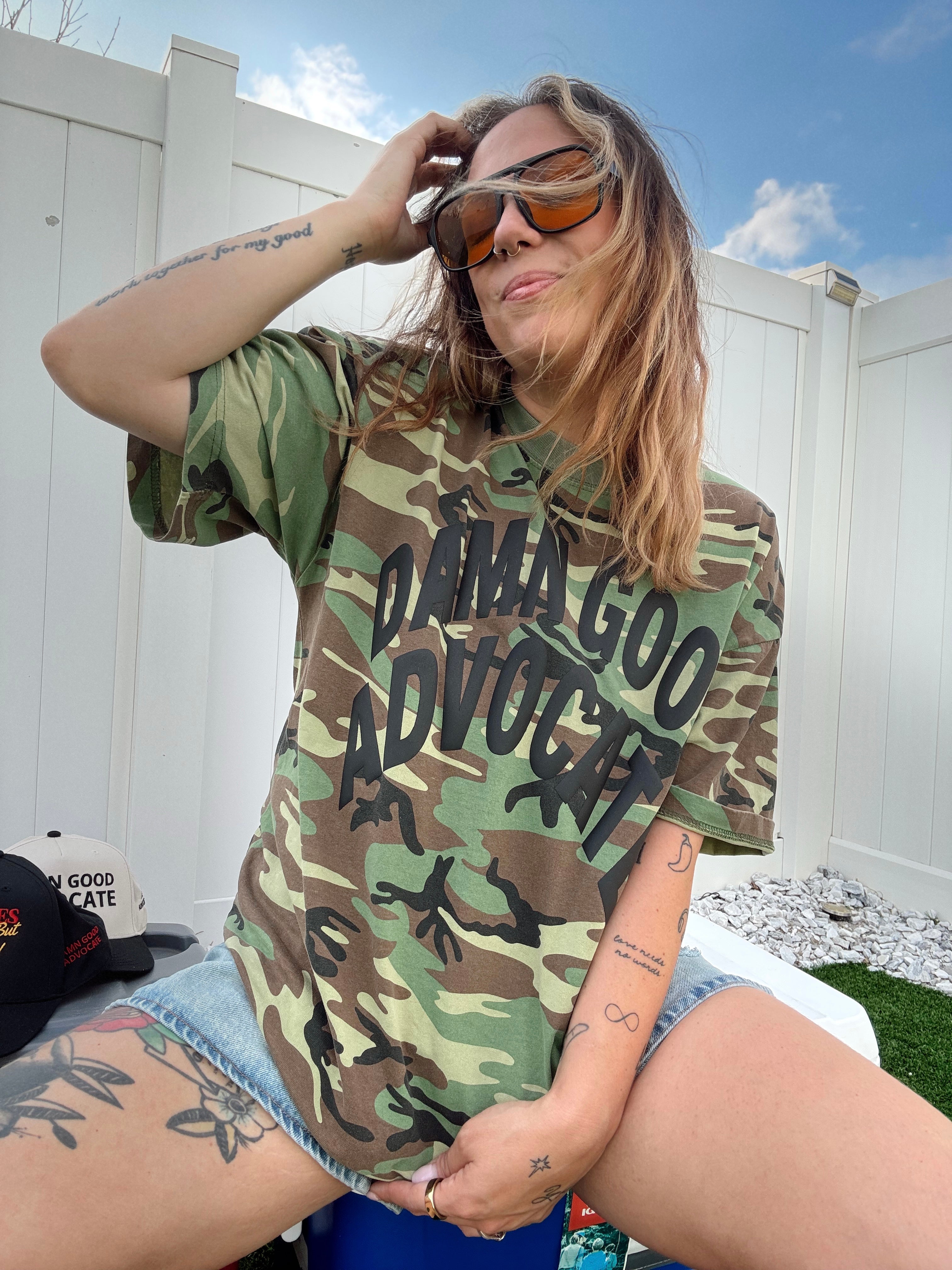 Camo "Damn Good Advocate" Puff T-Shirt