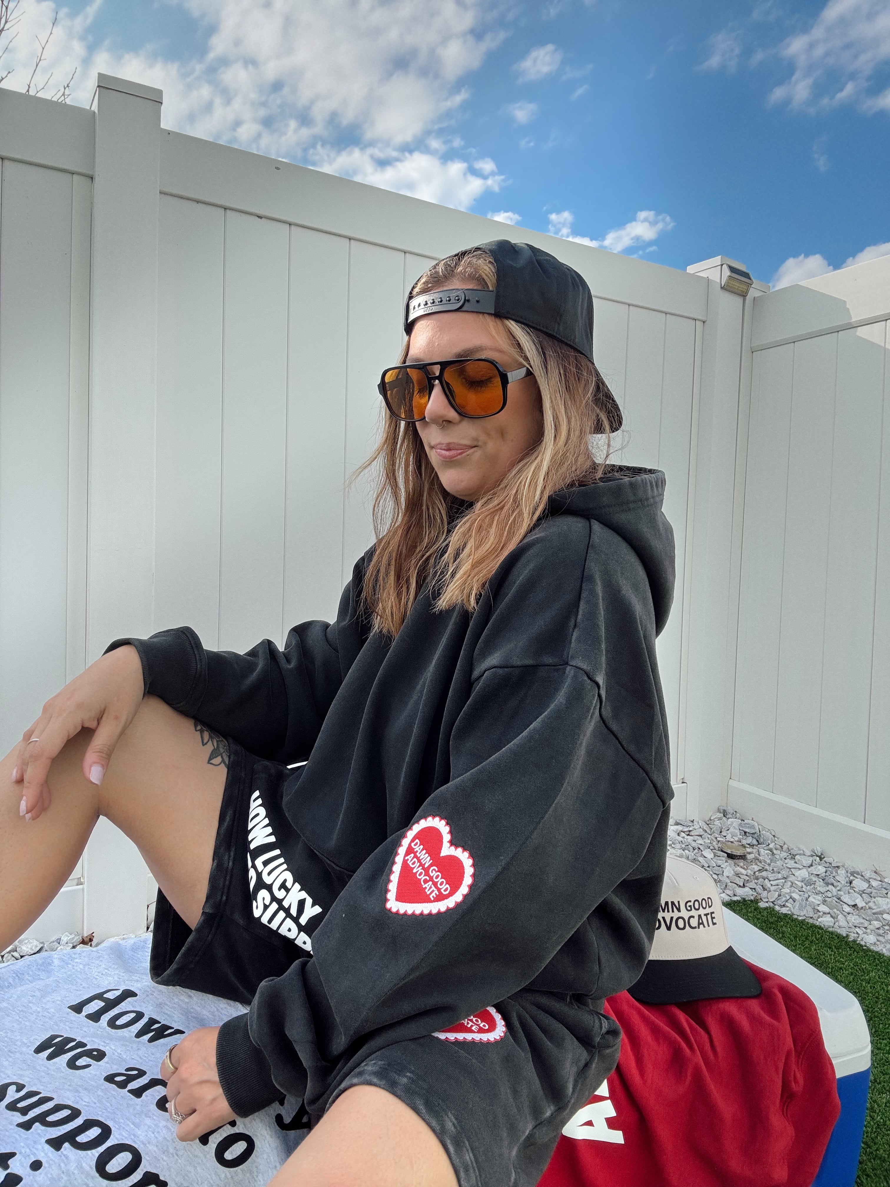 Vintage Black "How Lucky We Are" Hoodie