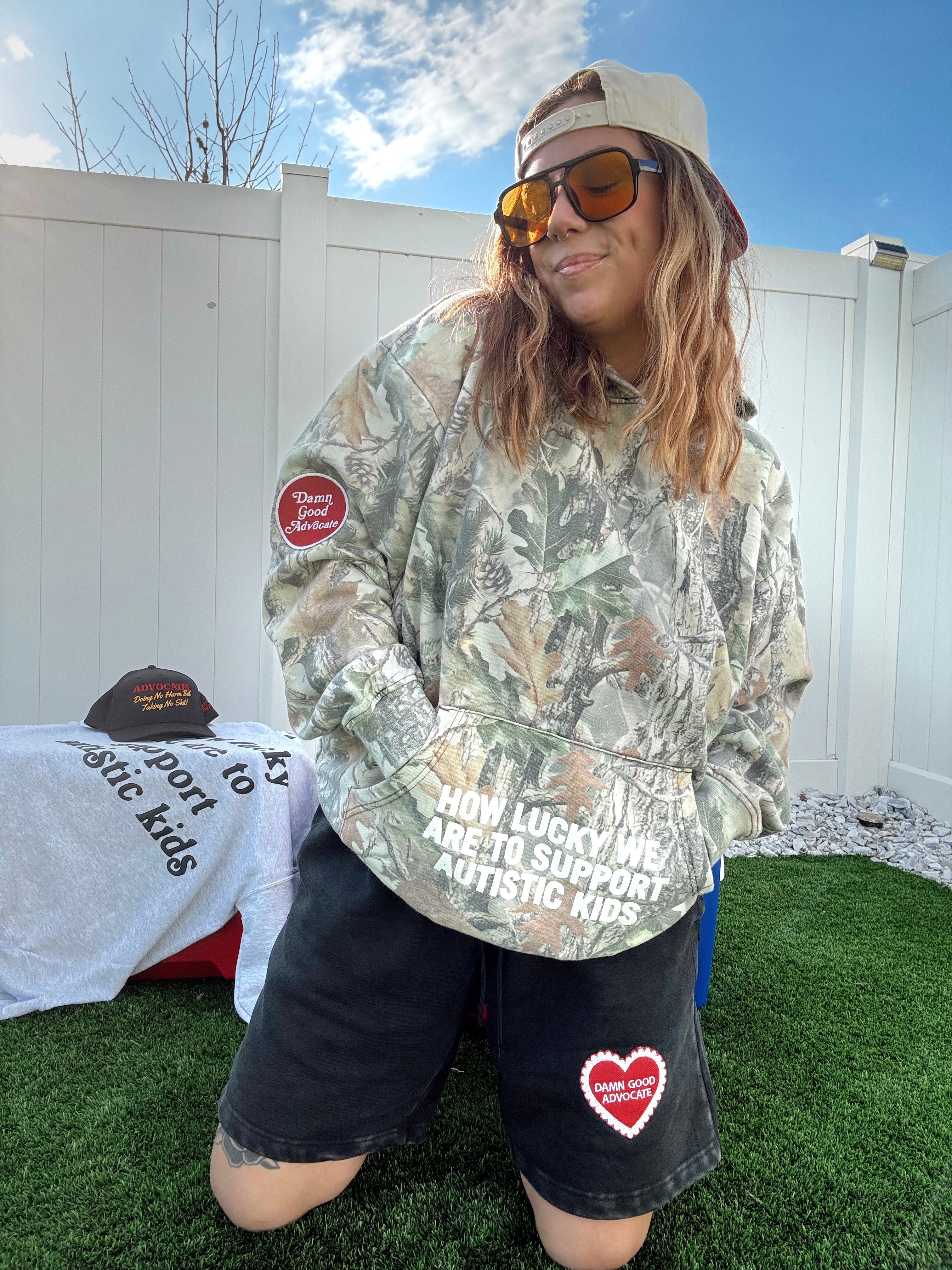 Vintage Camo "How Lucky We Are" Hoodie