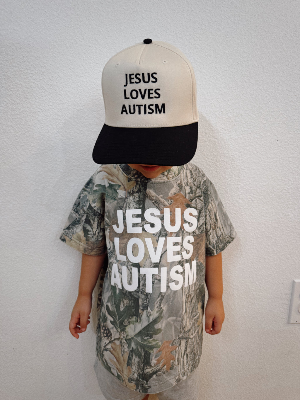 Kids Vintage Camo “Jesus Loves Autism” Cotton Collective T-Shirt