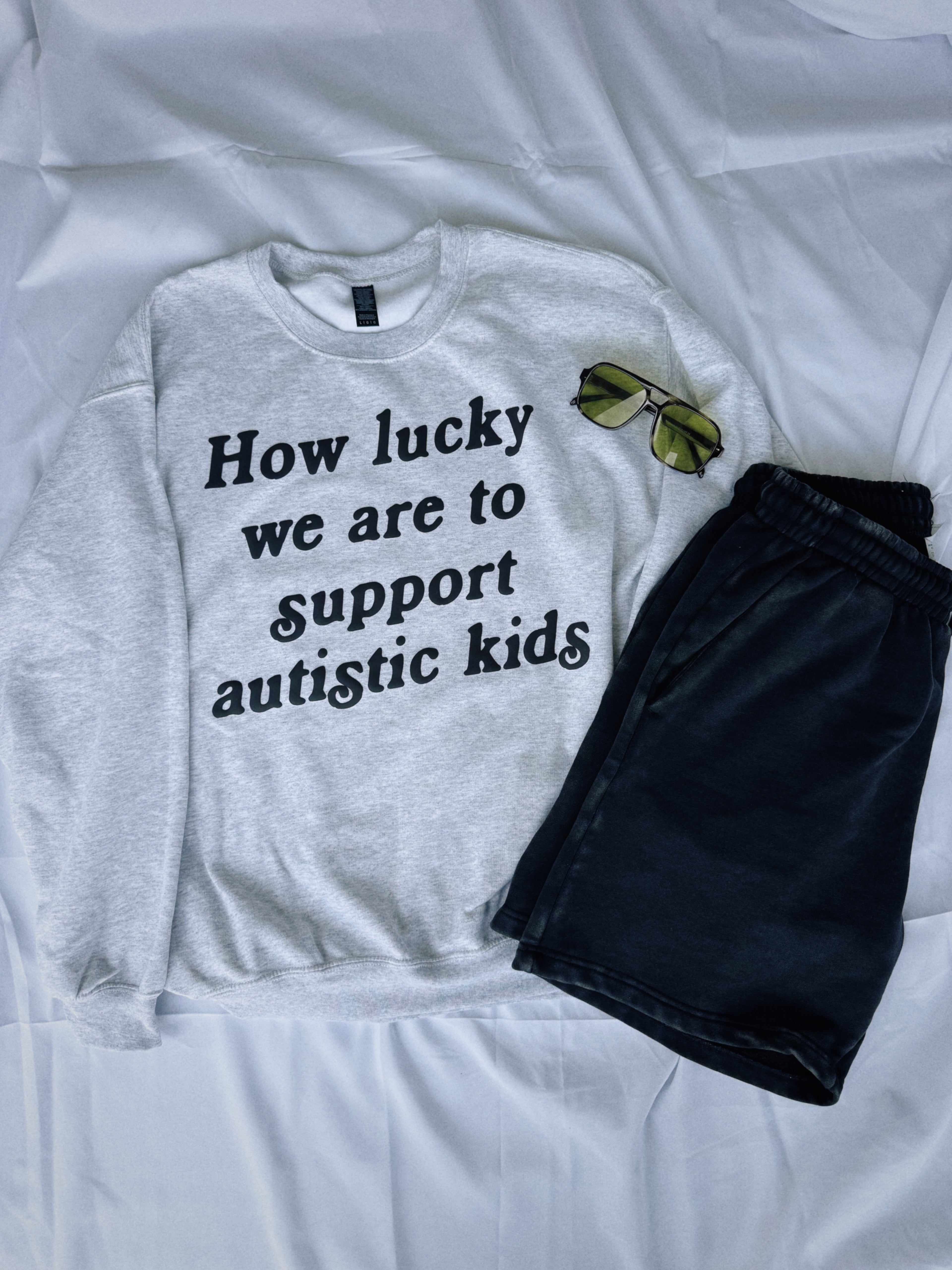 Unisex "How Lucky We Are" Puff Print Sweatshirt